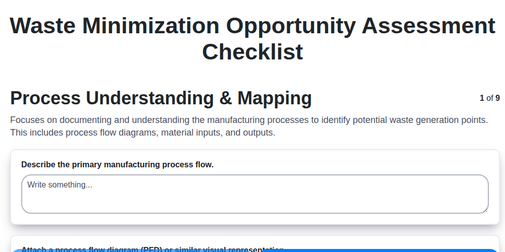 waste minimization opportunity assessment checklist screenshot