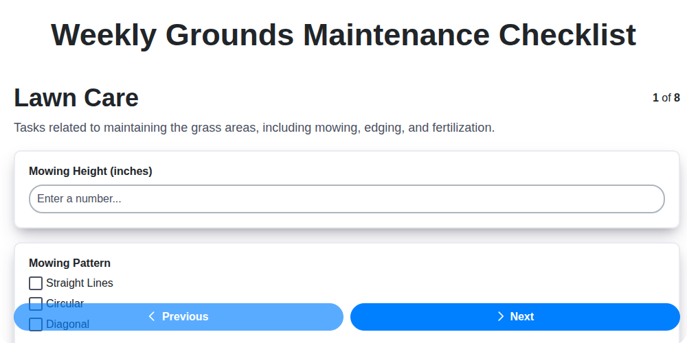 weekly grounds maintenance screenshot