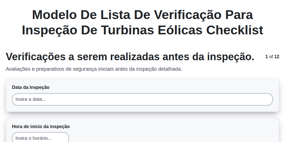 Modelo de Lista de Verificação para Inspeção de Turbinas Eólicas screenshot