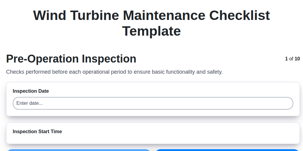 wind turbine maintenance checklist template screenshot