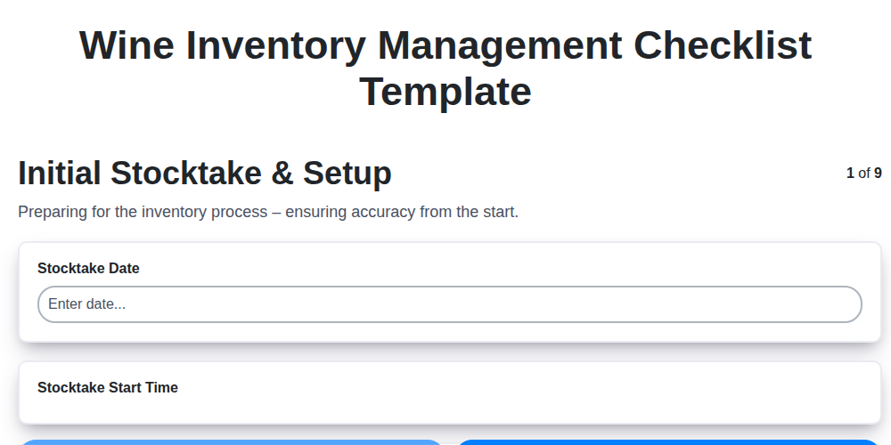 wine inventory management checklist template screenshot