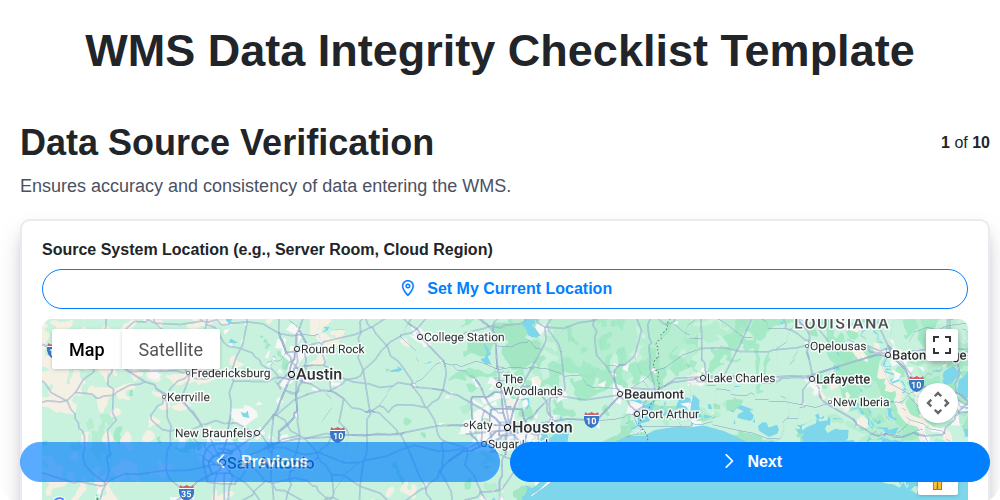 wms data integrity checklist template screenshot