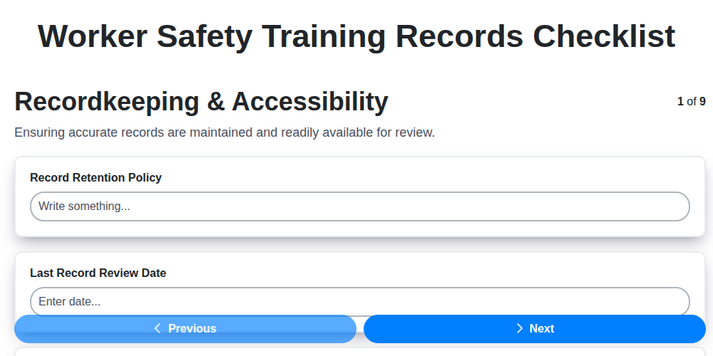 worker safety training records screenshot