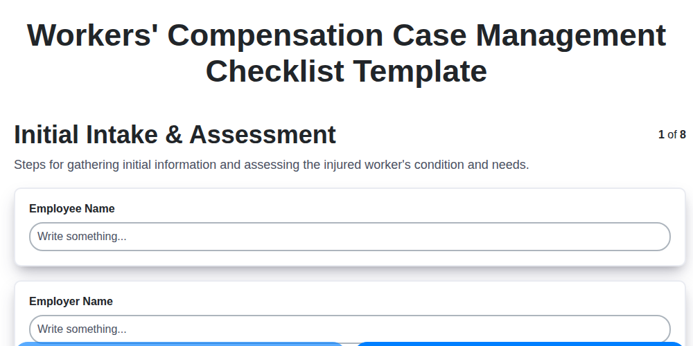 workers compensation case management checklist template screenshot