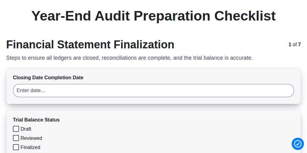 year end audit preparation checklist screenshot