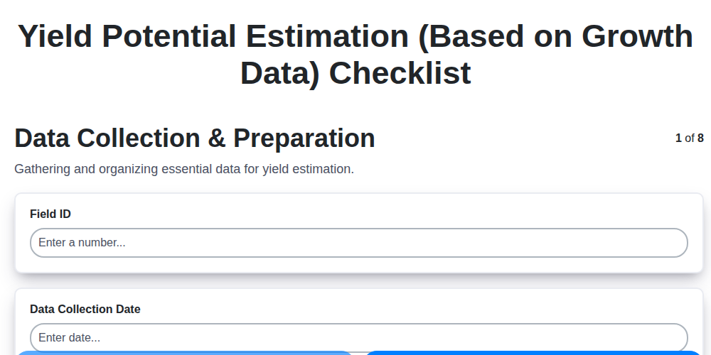 yield potential estimation based on growth data screenshot